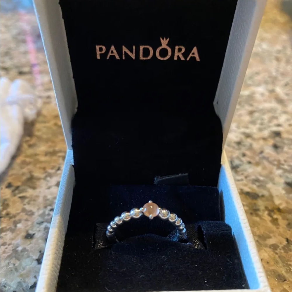 Pandora Misty Rose Sterling Silver Topaz Ring Size 6